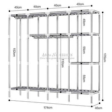 WCY Armadio Armadio Armadio in Acciaio Tubo di Acciaio Addensato Semplice Armadio Armadio Armadio Imitazione Telaio in Legno Cornice Guardaroba, 174x46x170cm b yqaae (Color : 174x46x170cm B)
