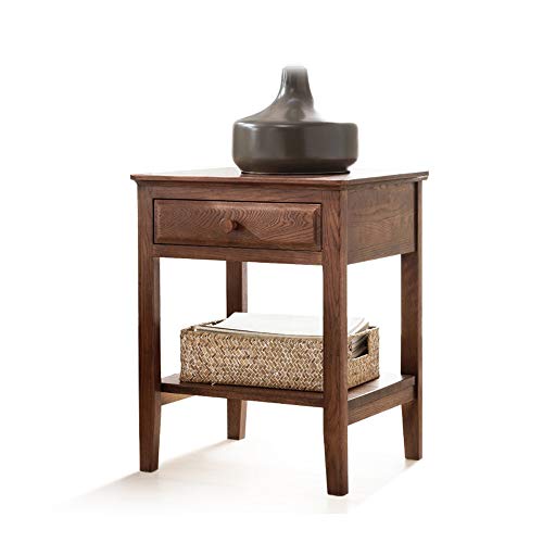 JD Comodino, Nastro in Legno di Noce con cassettiera Laterale Cassetto armadietto Americano Stile Verde per Camera da Letto, Adatto per: Soggiorno/Camera da Letto/Studio, 48x41x58,5 cm Mobilia