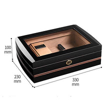 Minmin Cassa di sigaretta Cigar Box Desktop Cigar Humidor Cedar Wood con il termometro Sigaro Black Box, 330x230x100mm accessori del sigaro (Size : 330x230x100mm)