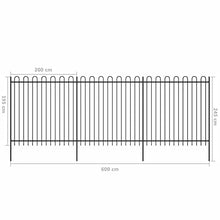 HUANGDANSP Palizzata di Sicurezza Arcuata in Acciaio 600x200 cm Nera Articoli di ferramenta Barriere e recinzioni Pannelli per recinzioni