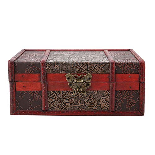 DAUERHAFT Scatola Portaoggetti Vintage in Legno, Organizer per Contenitori per Gioielli con Libri di Piccole Dimensioni, per Libri di Negozi, Libri Biblici, Documenti, Gioielli(# 2: Lotus)