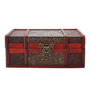 DAUERHAFT Scatola Portaoggetti Vintage in Legno, Organizer per Contenitori per Gioielli con Libri di Piccole Dimensioni, per Libri di Negozi, Libri Biblici, Documenti, Gioielli(# 2: Lotus)