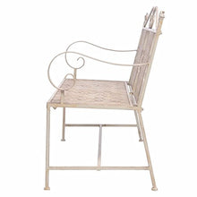 Festngiht Panchina da Giardino/Patio/Balcon/Esterno Schienale Braccioli con 2 Posti in Acciaio Stile Retro 115x58,5x93 cm