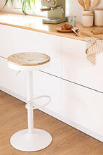 YOUNIKE 2 x Sgabello da Bar Sedia da Bar in Legno massello 58-80 cm Regolabile in Altezza, Sgabello Girevole a 360 ° con poggiapiedi, per Cucina Bar caffetteria, Bianco