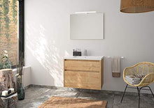 Allibert Mobili da Bagno Set Sottopensile 80 cm Lavandino Armadietto a Specchio Pre-assemblati Rovere