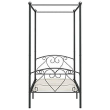 Tidyard Struttura Letto Singolo a Baldacchino in Metallo Grigio con Doghe,Telaio Letto Giroletto Singolo con Tetto in Metallo con Doghe 120x200 cm