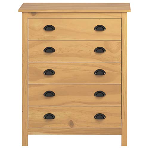 GOTOTOP Credenza per mobili da ufficio, cassettiera con 5 cassetti scorrevoli, per soggiorno, camera da letto, 79 x 40 x 96,5 cm, colore: Marrone miele