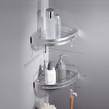 Ibergrif M34033 - Mensola Doccia con 2 Ganci, Angolo Organizer per il Bagno, Cestello Portaoggetti, 3M Senza Trapani, Spazio in Alluminio, 2 Confezioni