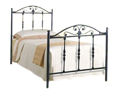 Letto Singolo, in Ferro BATTUTO, Modello Tiziano, Nero con Sfumature Oro