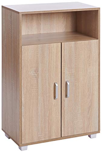 ts-ideen Armadietto Mobiletto Comó 94x60 cm Stile Moderno con Doppia Anta e vano Aperto. Rovere Sonoma