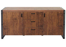 Cassettiera credenza design HWC-A27 40x160x80cm metallo MDF colore rovere