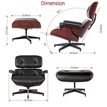 SOHOH Chaise Longue con Ottomana, Chaise Longue Classica Reclinabile Mid Century in Vera Pelle con Base di Supporto Resistente per Soggiorno