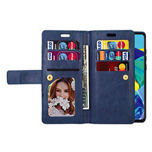 URFEDA Compatibile con Galaxy S6 Edge Custodia Libro per Telefono Portafoglio Custodia in Pelle PU con Nove Slot per Schede Cerniera Cover Libretto Protettiva Antiurto Case a con Magnetica,Blu