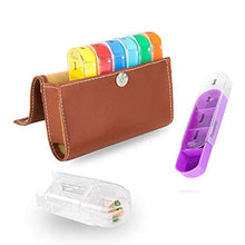 Portapillole Notebook da 7 giorni Portapillole Organizer per dispenser di farmaci Portatile Mattina Luna Sera Bedtime con pelle PU （Scatola per tablet 7 giorni 28 celle）