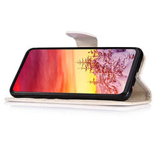Saceebe Compatibile con Huawei Y5 2018 Custodia pelle Cover a libro Portafoglio Flip Case [Custodia in pelle goffrata Love con cordino] Farfalla diamante 360 Grado Anteriore e posteriore Cover,bianco