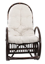 Sedia a dondolo Derby 139x58x110cm legno seduta poliestere cotone ~ cuscino bianco