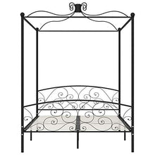 Tidyard Struttura Letto Singolo Matrimoniale a Baldacchino in Metallo Nero con Doghe,Telaio Letto Giroletto Singolo Matrimoniale con Tetto in Metallo con Doghe,Letto in Metallo