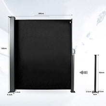 CCLIFE Tende da Sole Laterale Retrattile paravento Laterale frangivento, Tenda Laterale avvolgibile con la Protezione antiappannamenta, Anti-UV, Colore:Nero, Dimensione:180x300cm