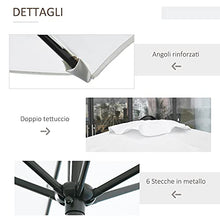 Outsunny Ombrellone da Giardino Inclinabile Φ227cm, Apertura a Manovella, Palo in Metallo e 8 Stecche, Bianco Crema