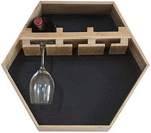LLT Wine Rack, Cremagliera Della Decorazione Della Parete Della Novità, Wine Rack Ripiano in Vetro Parete Hanging Governo Del Vino Hexagon Legno per Le Bottiglie con Calici Di Vetro Bagagli