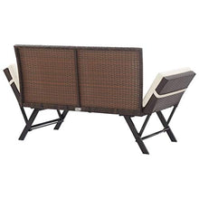 Tidyard Panca da Giardino Esterno 2 Posti in Rattan,Lettino da Giardino Reclinabile 2 in 1 in Polyrattan Marrone,Sedia a Sdraio da Giardino Reclinabile in Rattan (130-176) x 70 x 80 cm