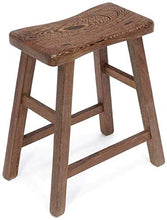 JT- Sgabello semplice per sala da pranzo, sgabello alto in legno massiccio non verniciato, sgabello rettangolare resistente (dimensioni: 34 x 18 x 33 cm)