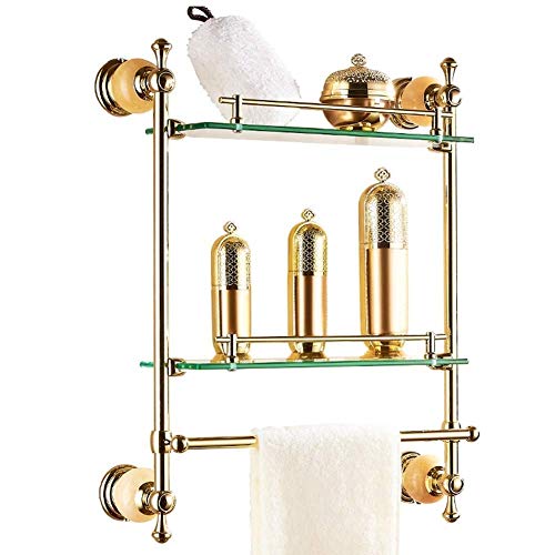 Mensola da bagno, mensola portaoggetti - 2 Livello Bagno Mensola doccia Caddy in acciaio inox rack di stoccaggio for le forniture di cucina con partizione portasciugamani da bagno (Dimensioni: 40 * 15