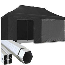 Gazebo Nero 6x3 Pieghevole Eventi Alluminio a Forbice Ombrello 3x6 Professionale mercati piantone Esagonale 45mm Stand tendone chiosco