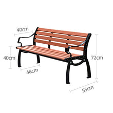 Panche da giardino panche da esterno,Anticorrosivo panchina di legno di plastica ,Sedile per balcone casual con schienale e braccioli cornice metallica Seduta a doghe da esterno,Per prato / ingresso