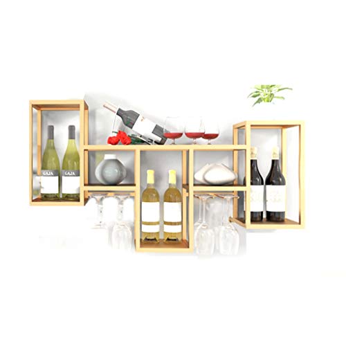 Wine Rack Industriale Wine Rack Parete Metallo Appeso Supporto del Vino Wine Accessori in Legno Mensole Mensola Bar Home Decor Wine Rack (106x20x58cm)