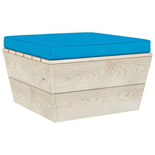 SKM Set Divani da Giardino su Pallet 12 pz con Cuscini Legno Abete (218.2kg) Blu-3700