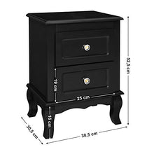 SONGMICS 2 Comodini, Organizzatore da Camera da Letto con 2 Cassetti, in Legno con Solide Gambe in Legno di Pino, Stoccaggio Spazioso, Nero RDN012BK