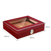 SCDHZP Handmade Cigar Humidor, Cedar Cigar Desktop Box con umidificatore e igrometro, Piano in Vetro for 35 sigari (Color : A)
