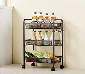 &ripiano di stoccaggio Carrello da cucina, scaffale estraibile da comodino for camera da letto con scaffale for bagno con scaffale a 3 ripiani Scaffale di finitura