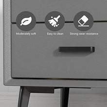 DJFIOSD Comò Camera da Letto, Armadio Multifunzionale Comodino Camera da Letto Contenitore Nordico, Mobile da Terra con 2 Cassetti, Tessuto in Pelle,Nero