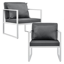 casa.pro] 2 x Poltrona da Giardino - 70 x 60 x 60 cm - Mobile da Giardino in Un Set di 2 - Grigio/Bianco