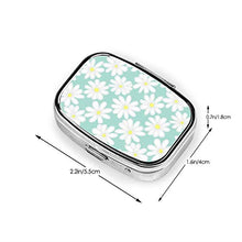 Scatola quadrata per pillole medicinali Bright Happy Daisies On Mint Fashion Organizer per pillole da viaggio per integratori di vitamine