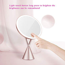 OMLTER Specchio Trucco con Rimovibile 5X Lente d'Ingrandimento, Portatile Pieghevole Desktop Bellezza Specchio con LED Luce, Ricaricabile Specchio Trucco per Dormitorio, Bagno, Hotel