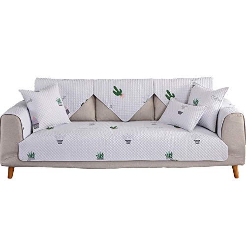YUTJK Copridivano 1/2/3/4 Posti,Copri Divano Letto,Moderno Fodere Copridivani Poliestere Fodera Protettiva,Coperchio del Divano Trapuntato in Cotone Lavabile-Bianca_45×45cm(Cuscino/Come Nucleo incl