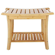 SXJ Sgabello da Bagno in Bambu con Panca Ripiano Portaoggetti Panchina Casa Colore Bamboo Naturale