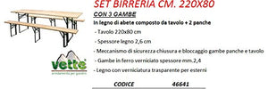 SET BIRRERIA TAVOLO + 2 PANCHE A 3 GAMBE CM. 220X80-46641