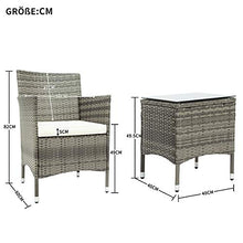 Set di mobili da balcone in polyrattan per 2 persone, 1 tavolo e 2 poltrone, resistente alle intemperie, per giardino, balcone e terrazza