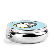 Shy Penguin - Contenitore rotondo per pillole, 3 scomparti, in metallo, per medicina e vitamine, per viaggi all'aperto