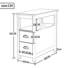 Q-HL Comodino Tavolino retrò Comodino con 2 Cassetti Divano Tavolino Robusto Notturno Stand Gabinetto Facile Assemblaggio per Soggiorno Ufficio Camera da Letto, Marrone