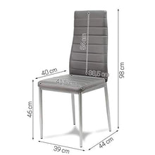 Sedia imbottita in eco pelle grigio su gambe argentate per soggiorno sala da pranzo elegante 704B