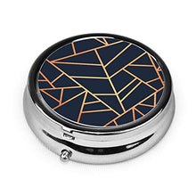Scatola rotonda per medicina portatile, mini pillole in metallo, dispenser per pillole, borsa da tasca, regalo da viaggio, rame e blu notte