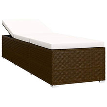 Festnight Lettino Prendisole con Cuscino e Tavolino in Polyrattan Schienale Regolabile Rattan Sedia a Sdraio Marrone 195 x 60 x 31 cm