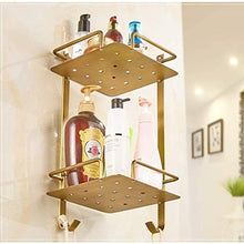 HYYDP Parete Porta Salviette Doccia Caddy Basket Cremagliera per Il Bagno Doppio Stile Europeo Full Triangolo di Rame Cestino in Oro Rosa Doppio Bagno Scaffale Cremagliera Decorazione della casa