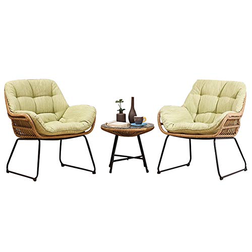 Set di Mobili da Giardino per Esterni, 3 Pezzi Sedia in Rattan Tavolino da caffè in Vimini Set Componibile Mobili da Conversazione per Il Tempo Libero da Giardino nel Cortile per Tutte Le Stagioni