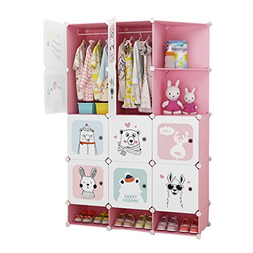 Locker Grande Armadio Scarpe Bit Archivi Rimovibili di Plastica 10-Porta 6-Gitter Angolo Scaffali Abbigliamento Home Camera Rosa 111X37X165CM 2-Hanging MUMUJIN